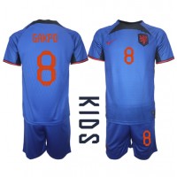 Holland Cody Gakpo #8 Udebanesæt Børn VM 2022 Kortærmet (+ Korte bukser)